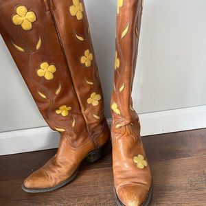 Larry Mahan Vintage Tall Knee High Cowgirl Boots